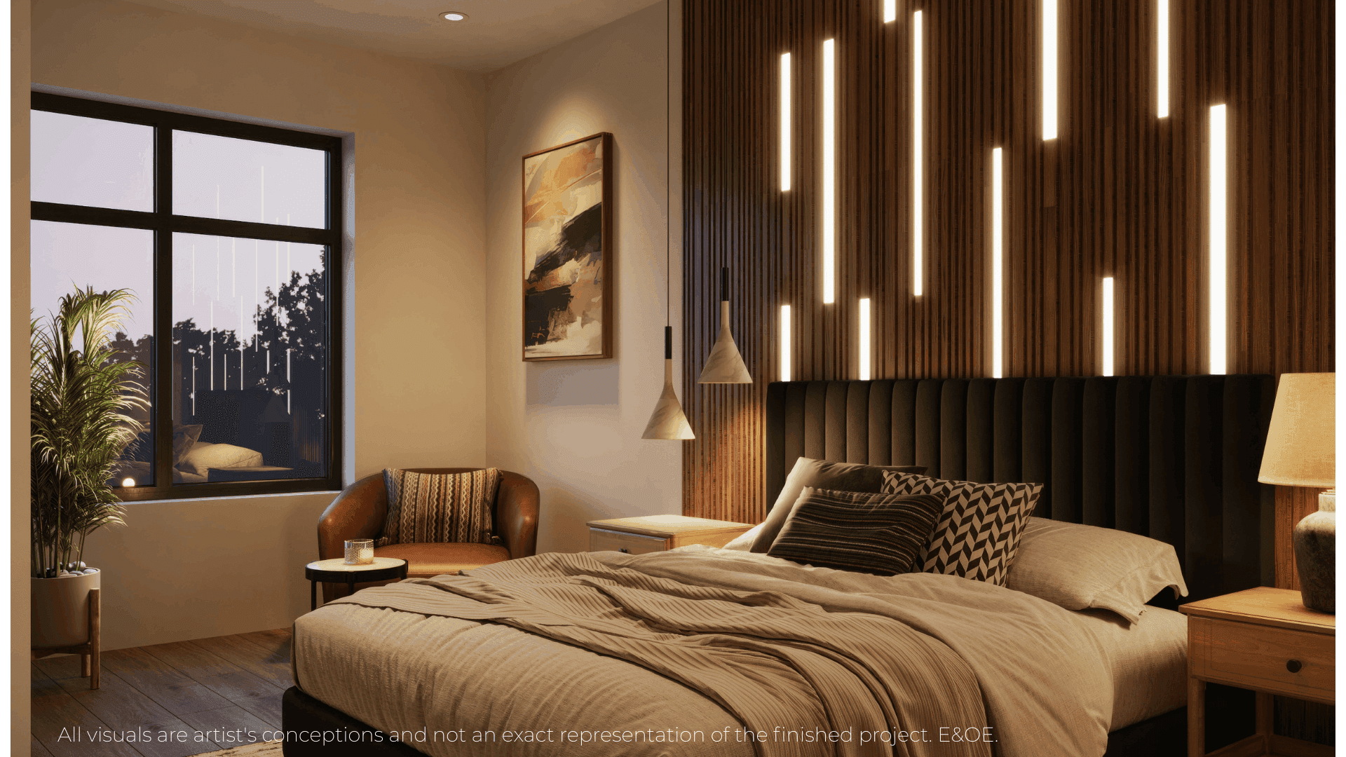 Bold Organic bedroom design at Warbler Place Niagara