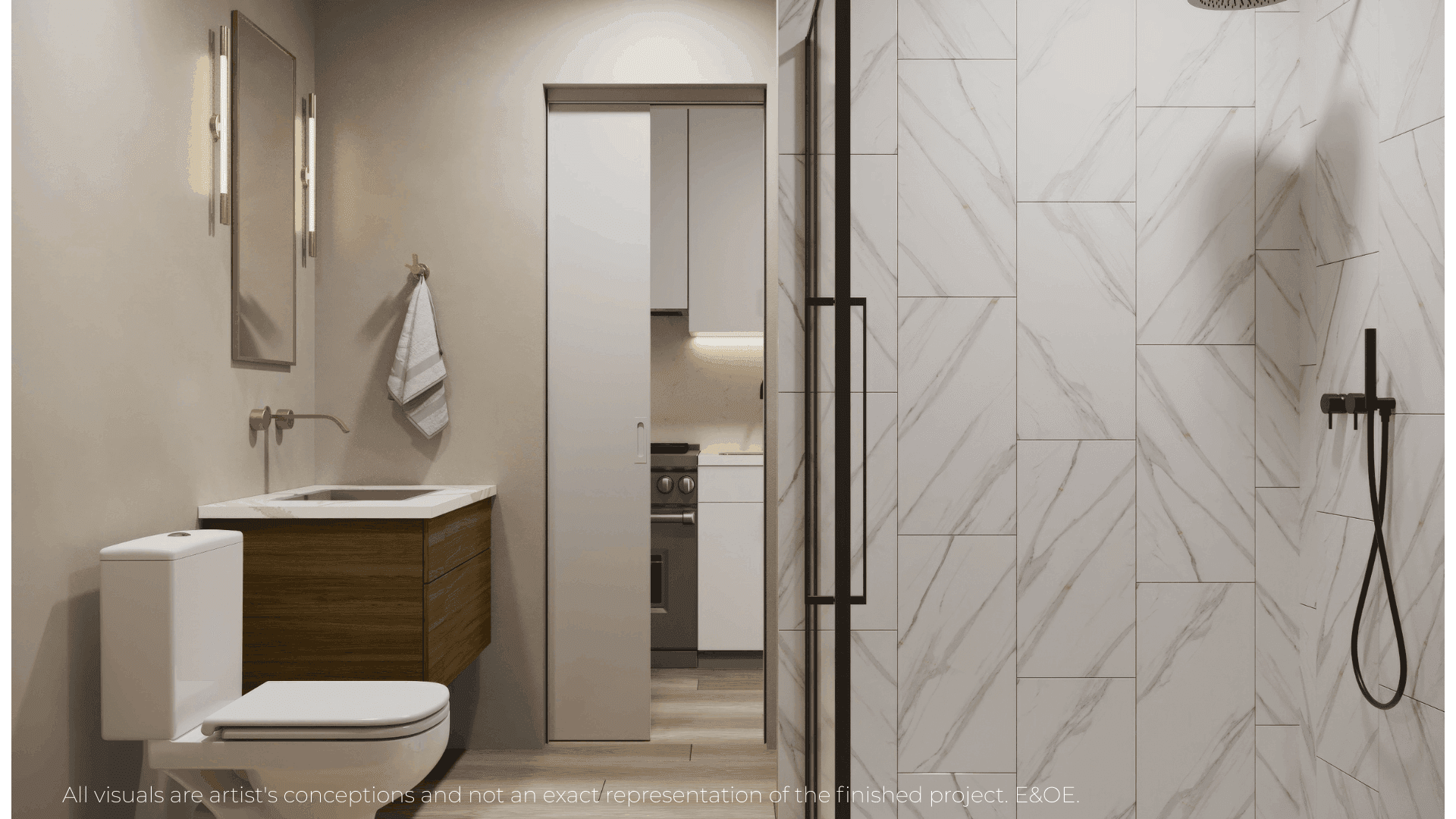 Marble bathroom at Warbler Place new home Niagara