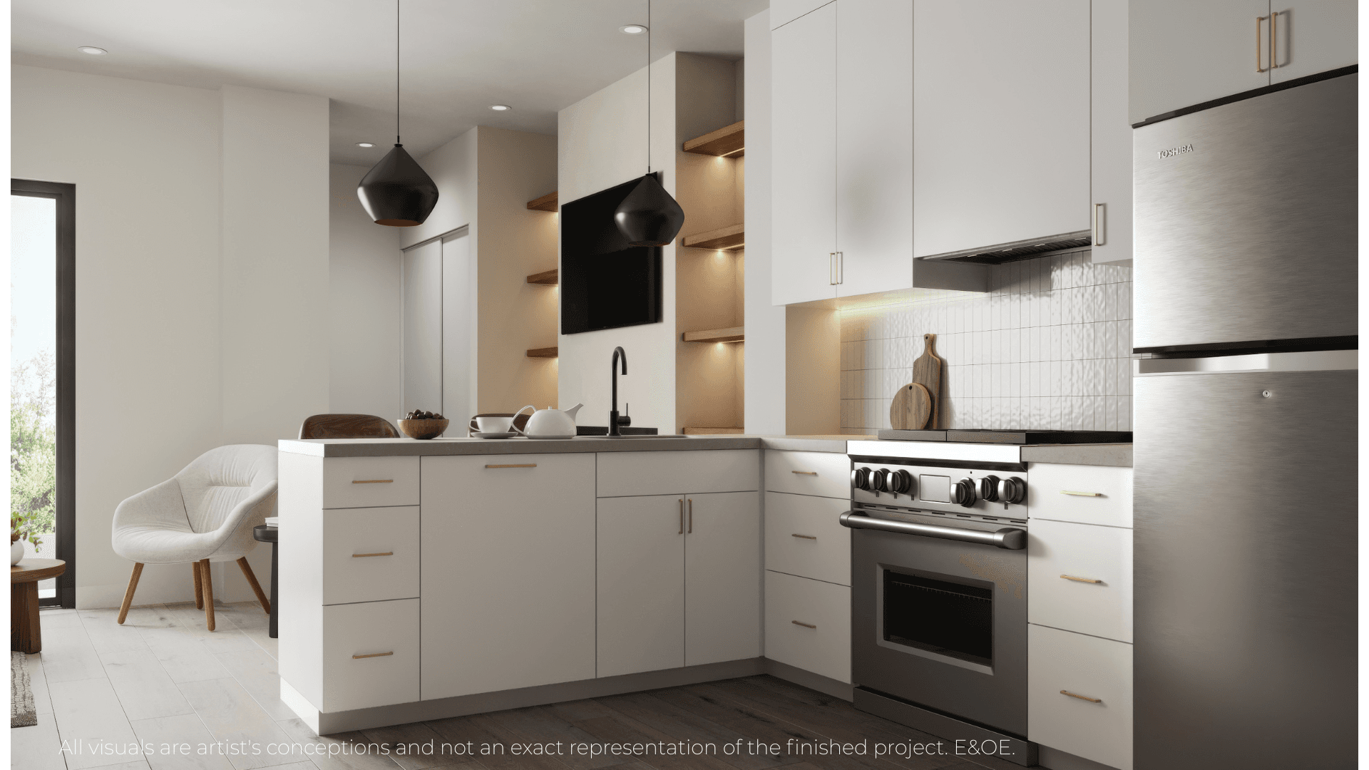 Light and Modern kitchen design at Warbler Place Welland Ontario