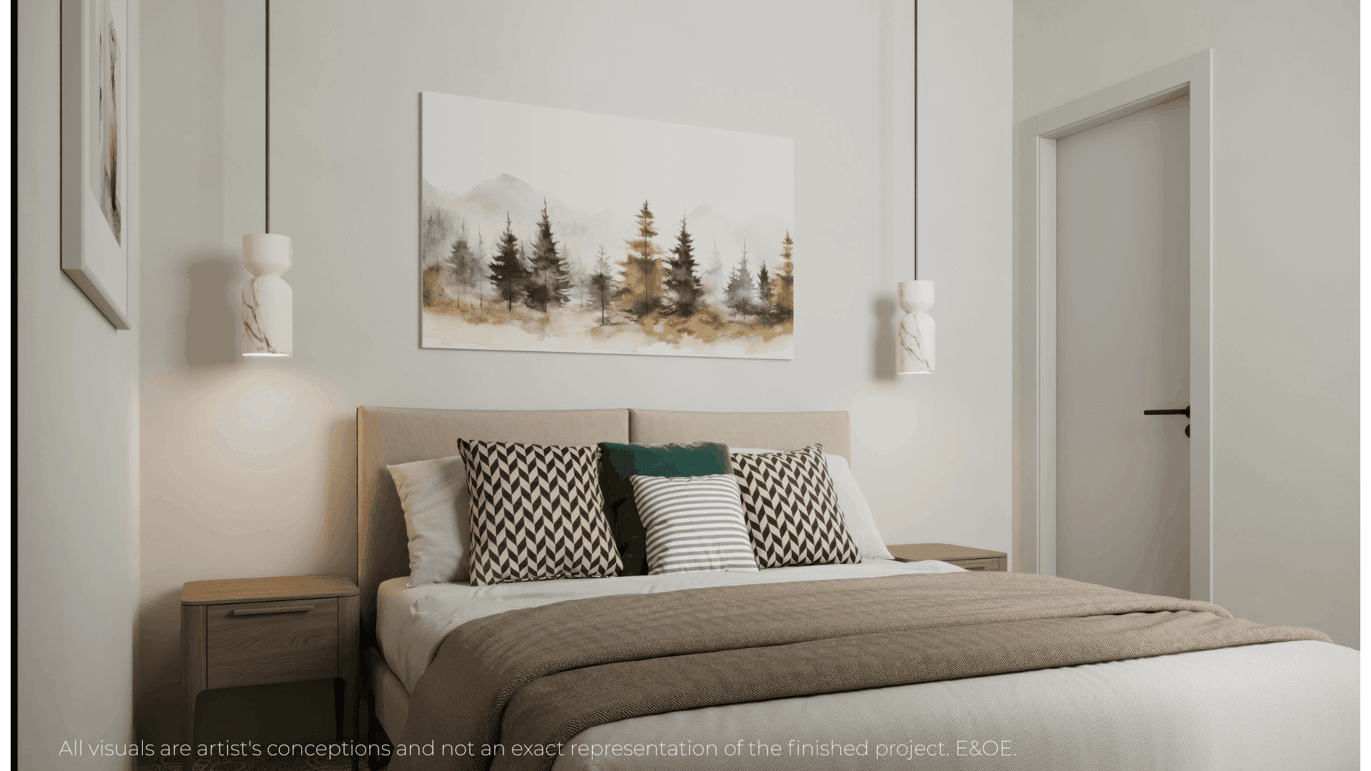 Nature-inspired bedroom at Warbler Place Ontario