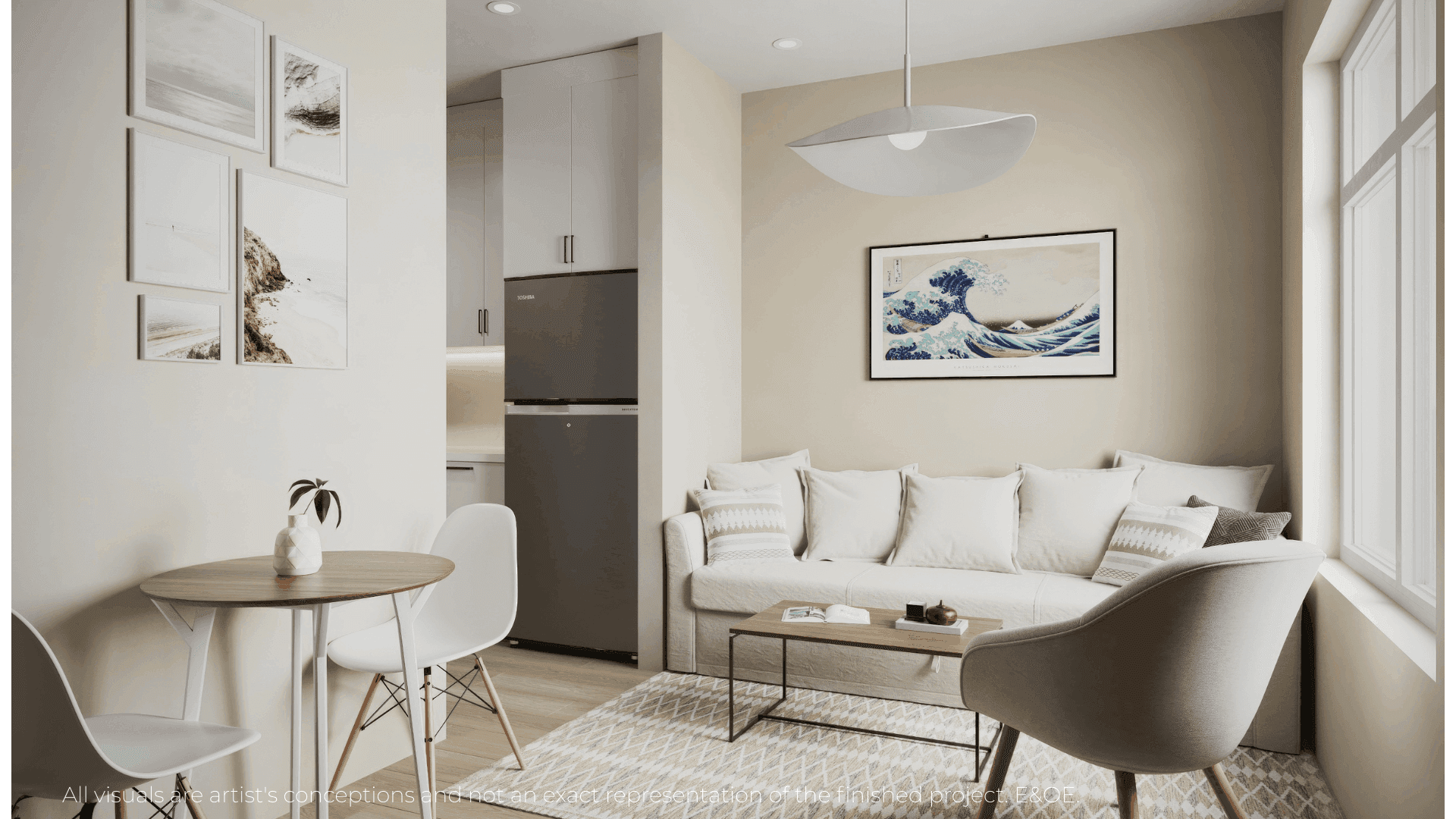 Studio living space at Warbler Place urban condo